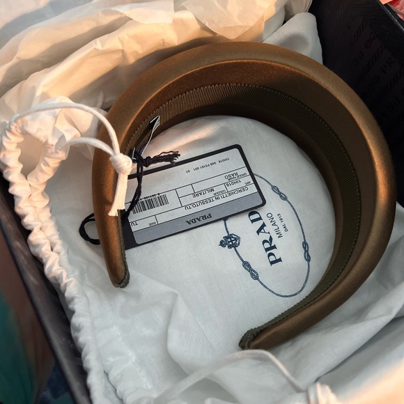 Prada NWT olive green “militare” thick wide headband with tags box and dustie - Picture 1 of 5